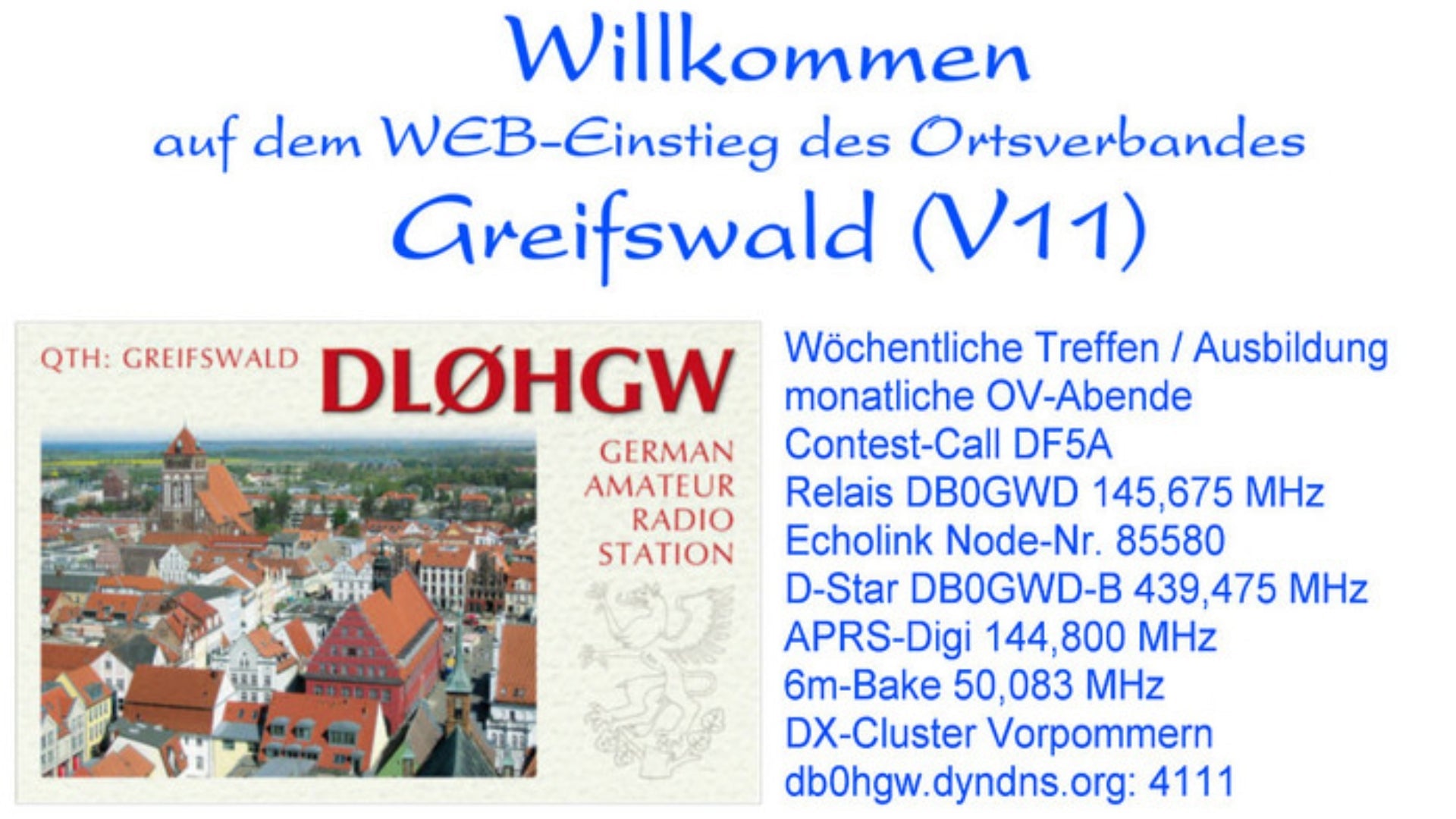 Treffpunkt der Funkamateure aus und um Greifswald - Ortsverband V11