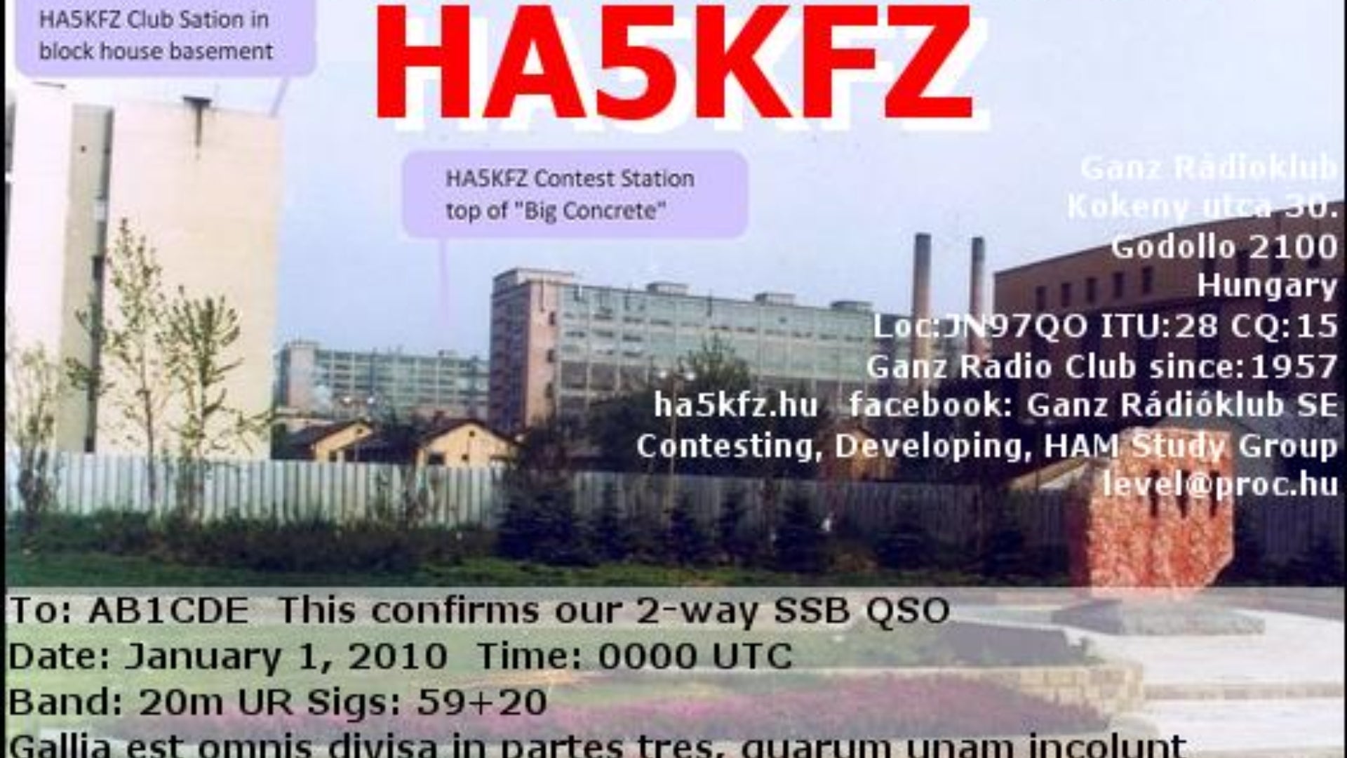 Hungary: Pataky István Technical School's Radio Circle (HA5KPI) and the Ganz Rádióklub Award