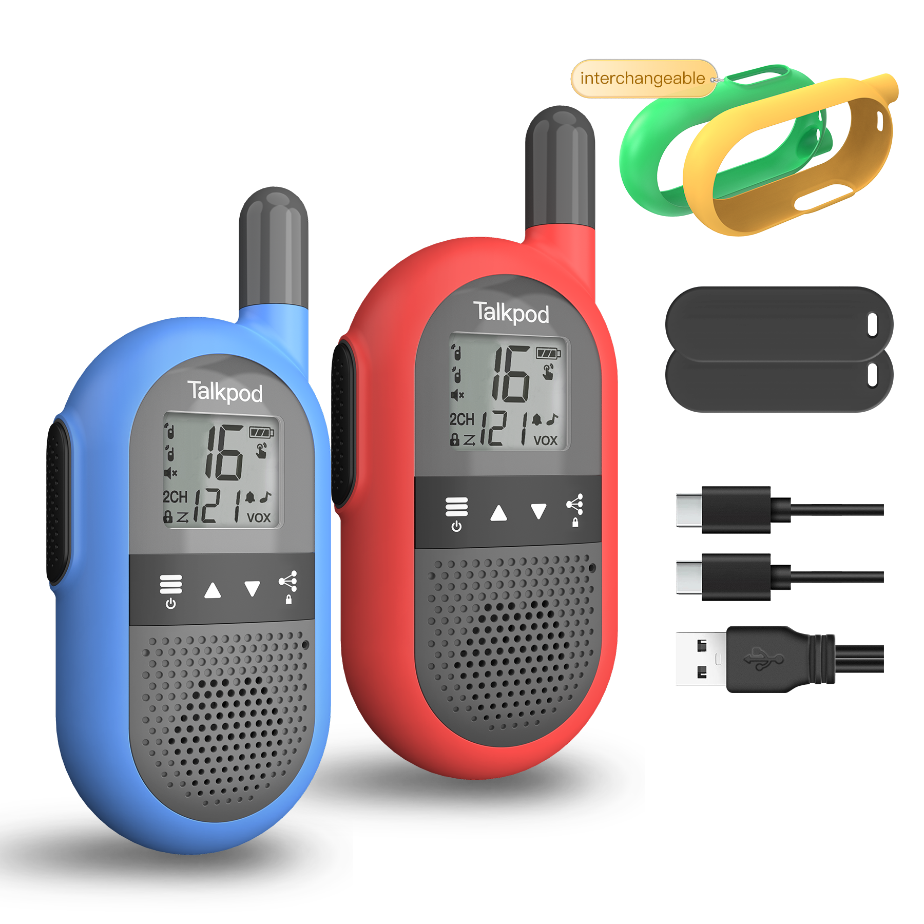 Talkpod F40 PMR446 Walkie-talkies Dual Pack (Blue/Red/Green/Yellow and Black)