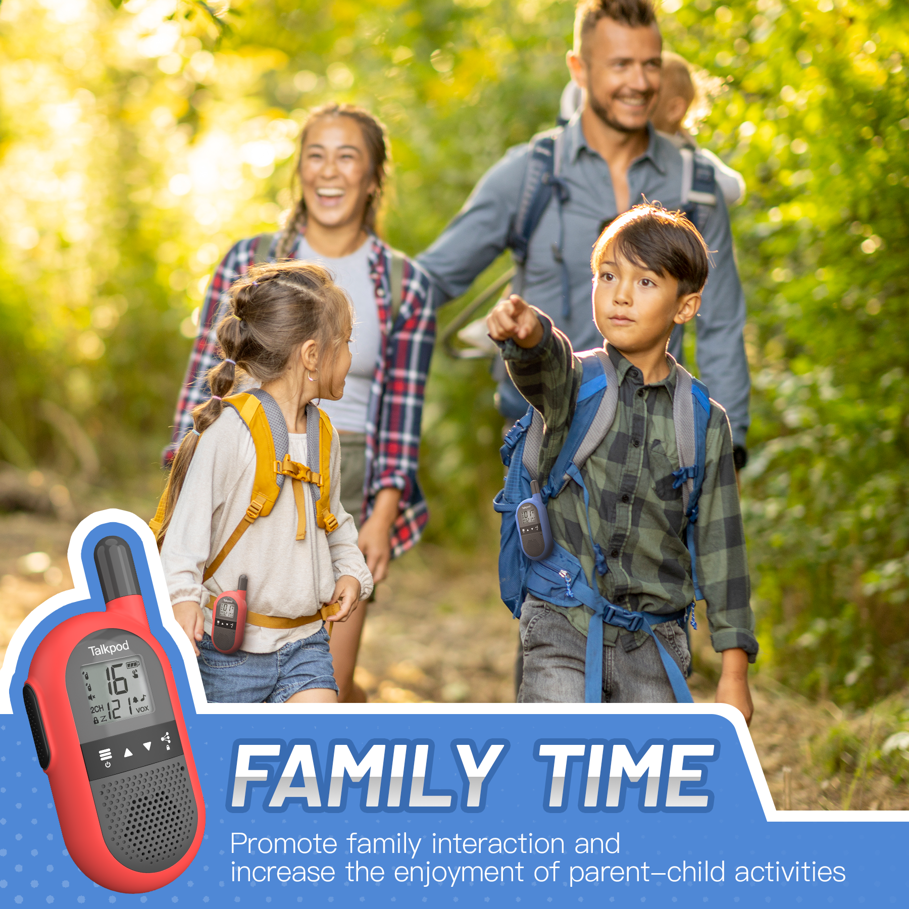 Talkpod F40 PMR446 Walkie-talkies Dual Pack (Blue/Red/Green/Yellow and Black)