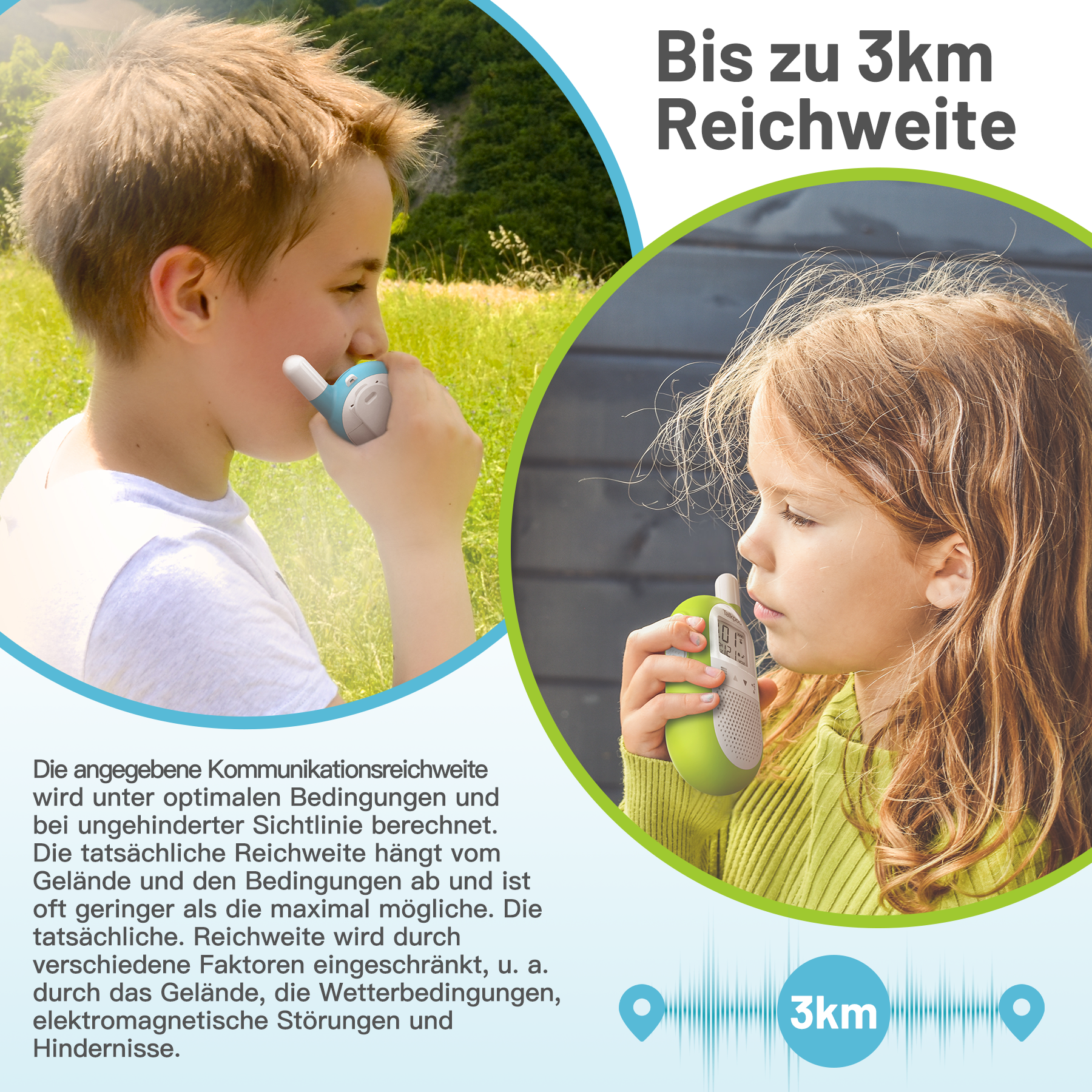 Talkpod F40 PMR446 Walkie-talkies Dual Pack (Bright Blue/Green/Orange and White)