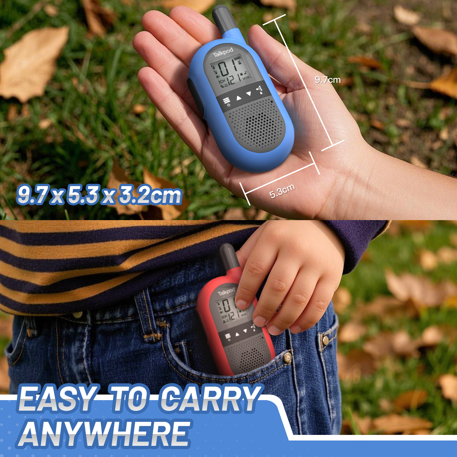 Talkpod F40 PMR446 Walkie-talkies Dual Pack (Blue/Red/Green/Yellow and Black)