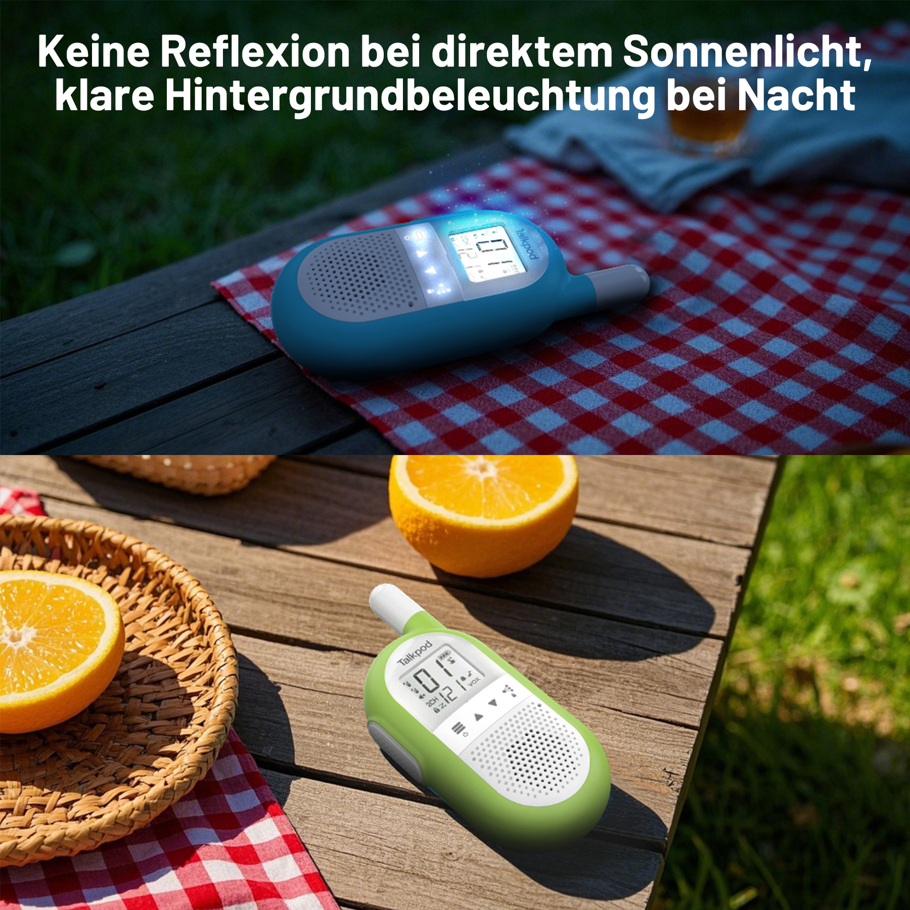 Talkpod F40 PMR446 Walkie-talkies Dual Pack (Bright Blue/Green/Orange and White)