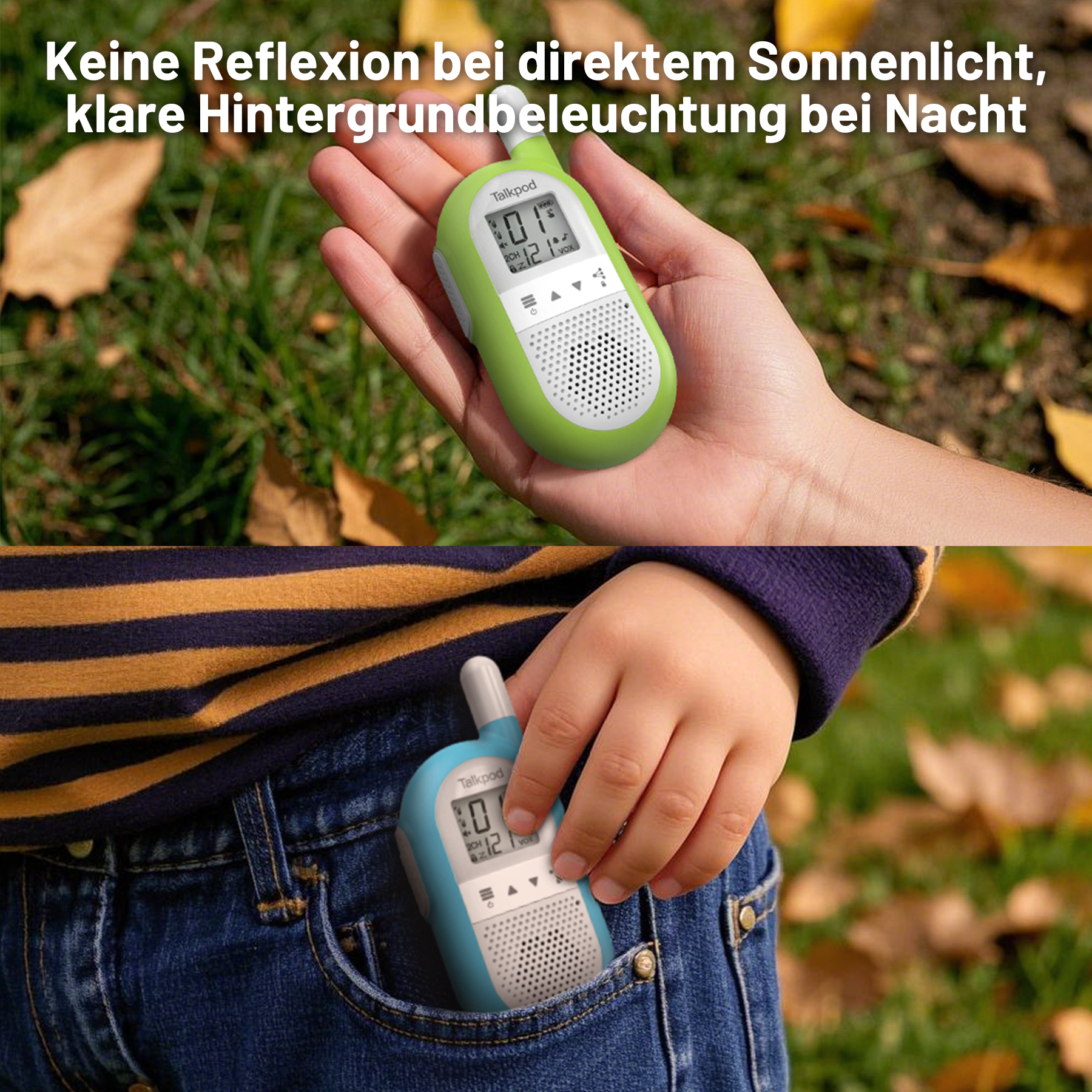 Talkpod F40 PMR446 Walkie-talkies Dual Pack (Bright Blue/Green/Orange and White)