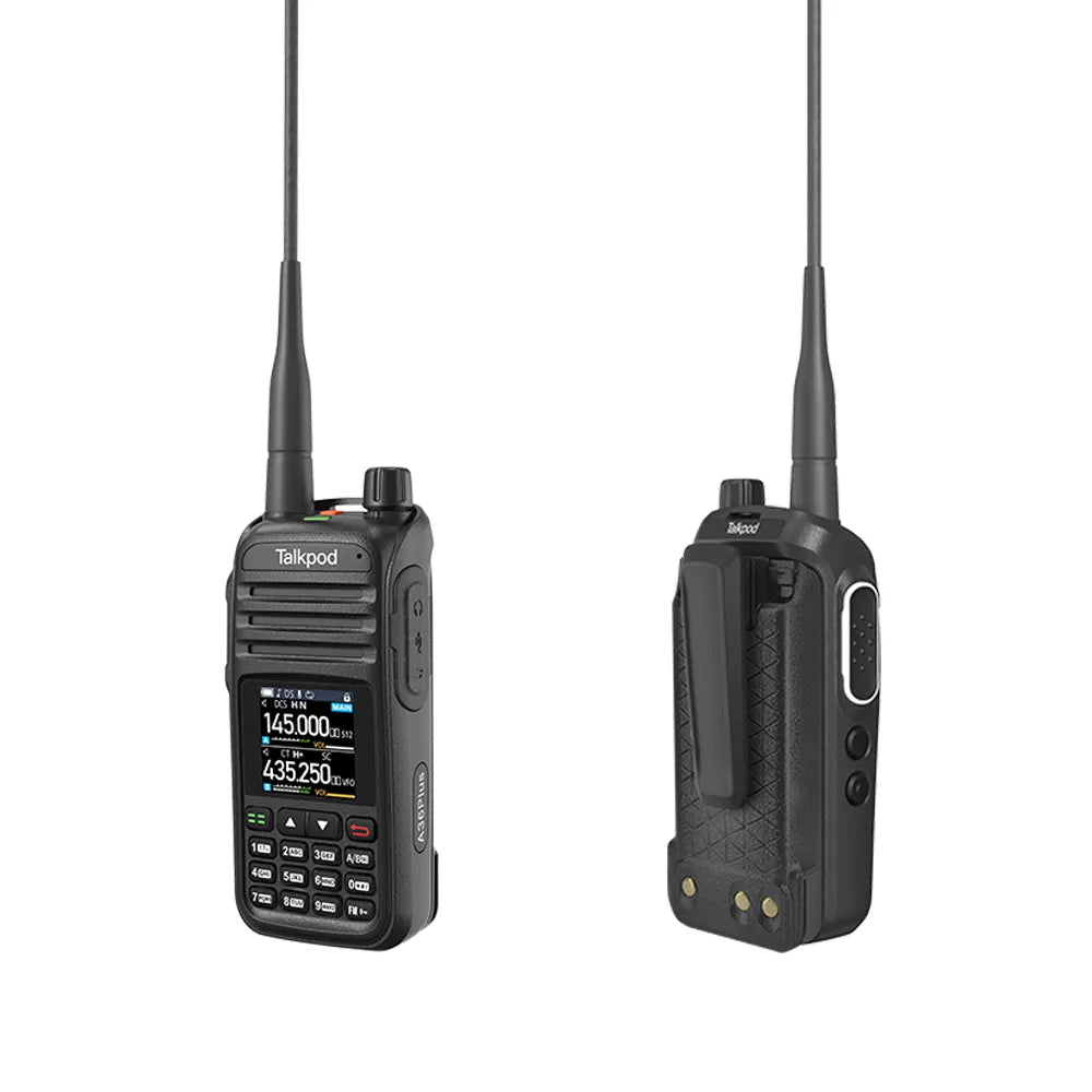 Talkpod® A36plus MAX 144/430MHz UHF/VHF HAM Handheld Transceiver - 999 Channel, 8W Output, 3200mAh Li-Ion Battery, 7-Band Receive with AM AIR VHF UHF Multi-Function Dual Bander