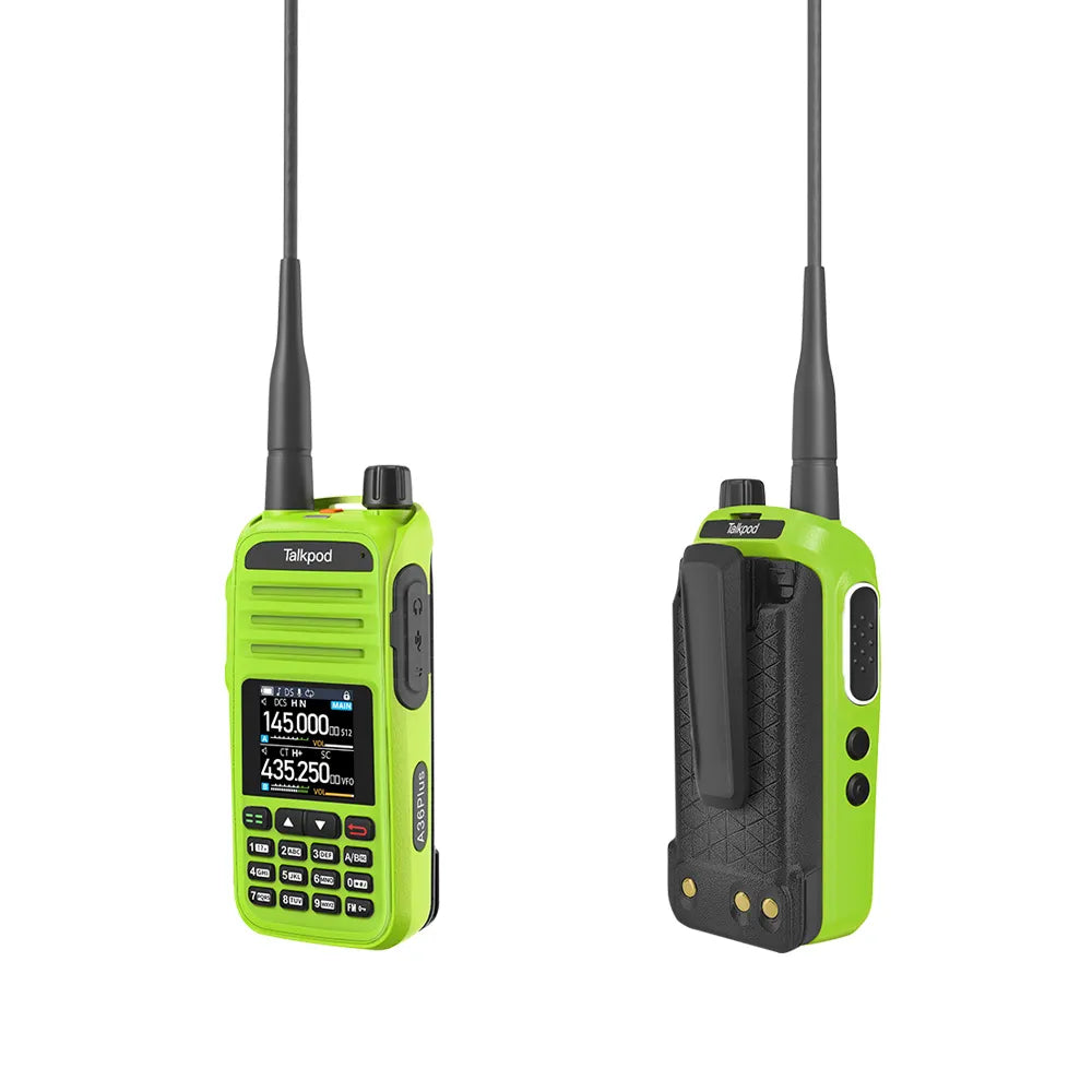 Talkpod® A36plus MAX 144/430MHz UHF/VHF HAM Handheld Transceiver - 999 Channel, 8W Output, 3200mAh Li-Ion Battery, 7-Band Receive with AM AIR VHF UHF Multi-Function Dual Bander