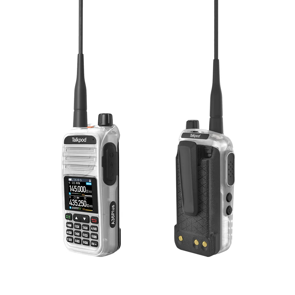 Talkpod® A36plus MAX 144/430MHz UHF/VHF HAM Handheld Transceiver - 999 Channel, 8W Output, 3200mAh Li-Ion Battery, 7-Band Receive with AM AIR VHF UHF Multi-Function Dual Bander