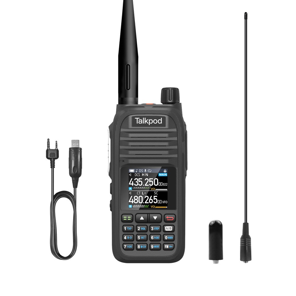 Talkpod® A36SE UHF/VHF Airband FM/AM Broadcast Portable Receiver with NA-771 Dual Band 14-Inch Whip Amateur Antenna & NA-805 Short Antenna