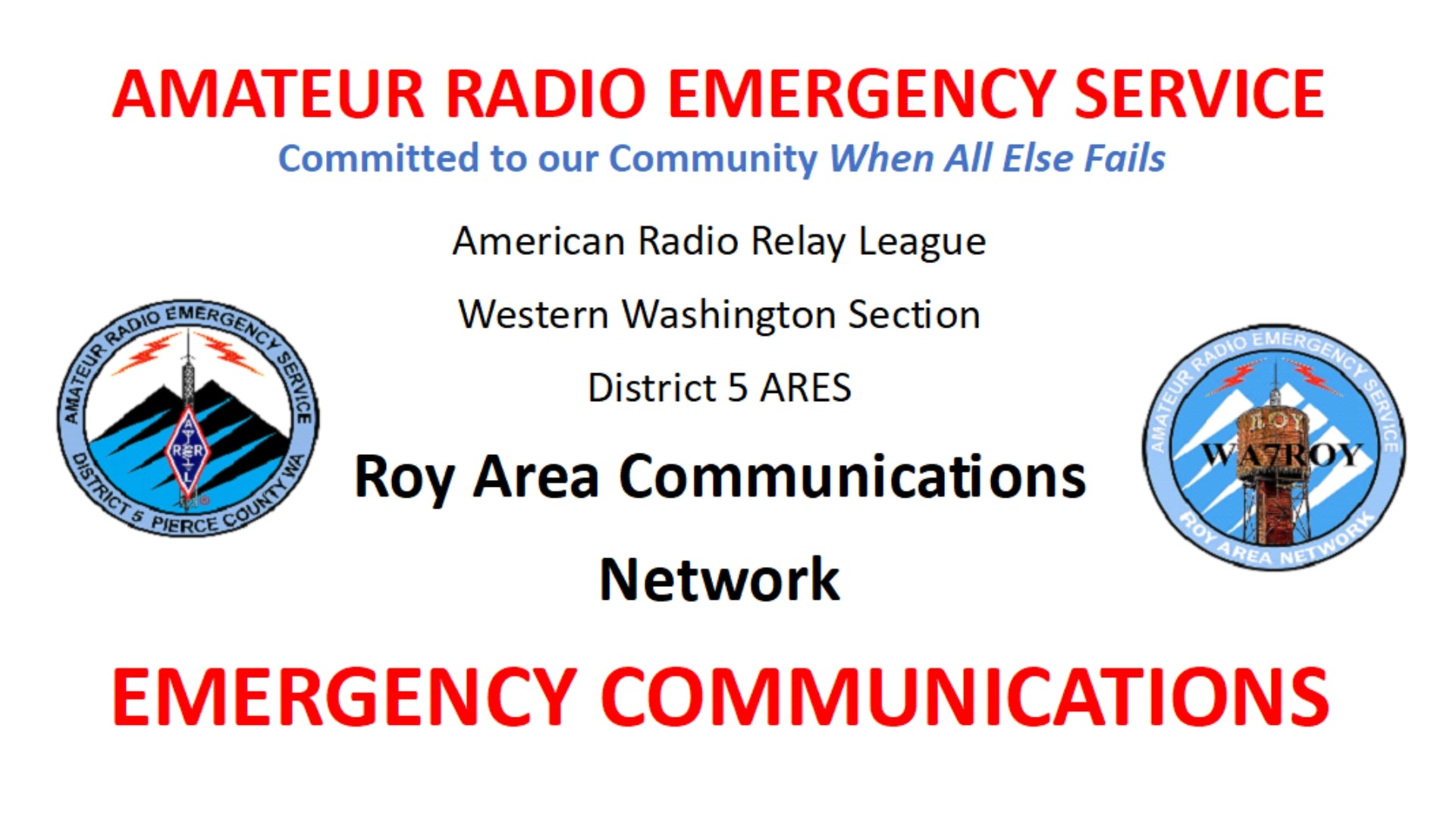 Roy Area Communications Network (RACN) - WA7ROY