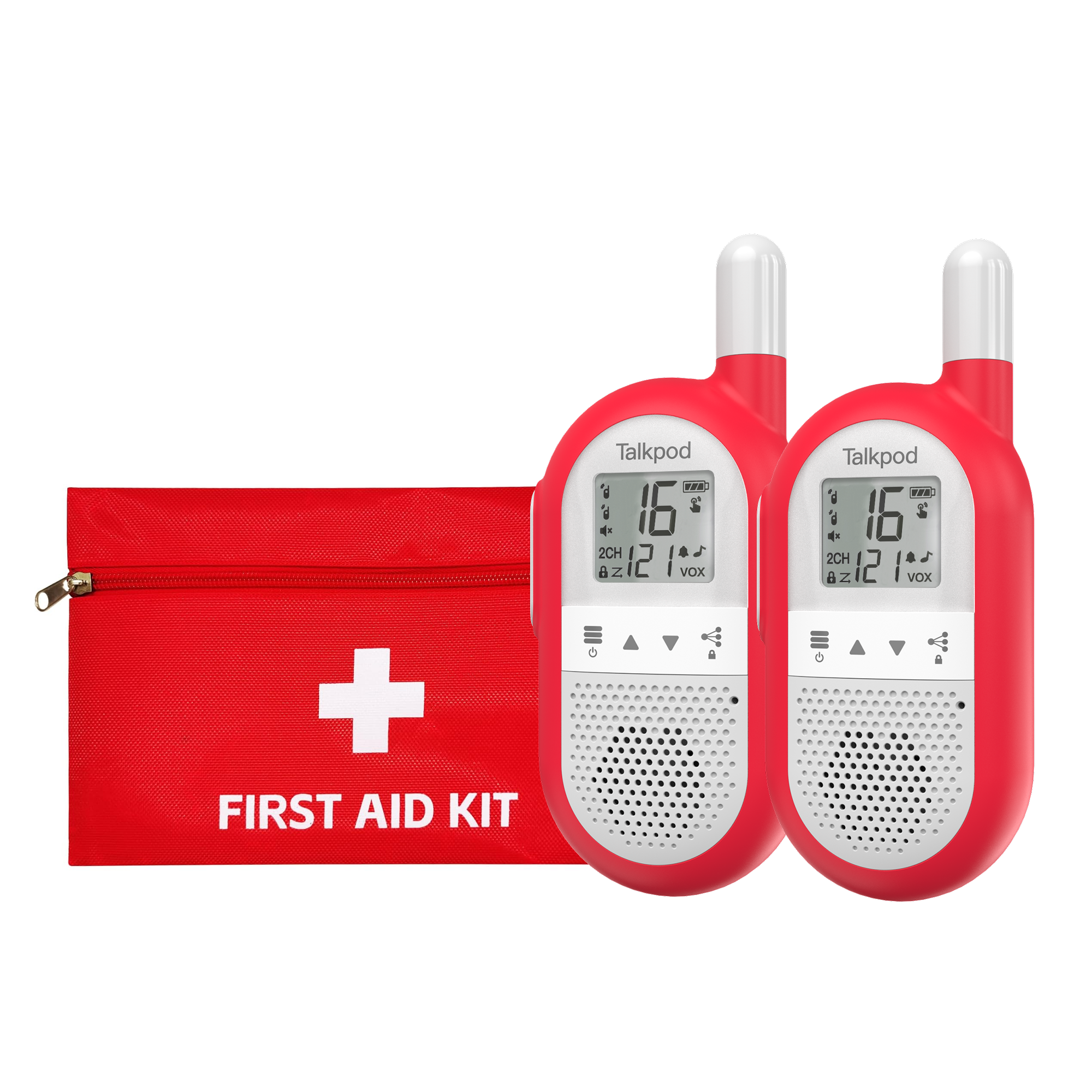 Talkpod F40 PMR446 Emergency Outdoor Walkie Talkies with Emergency Kit (Dual Pack) Red and White
