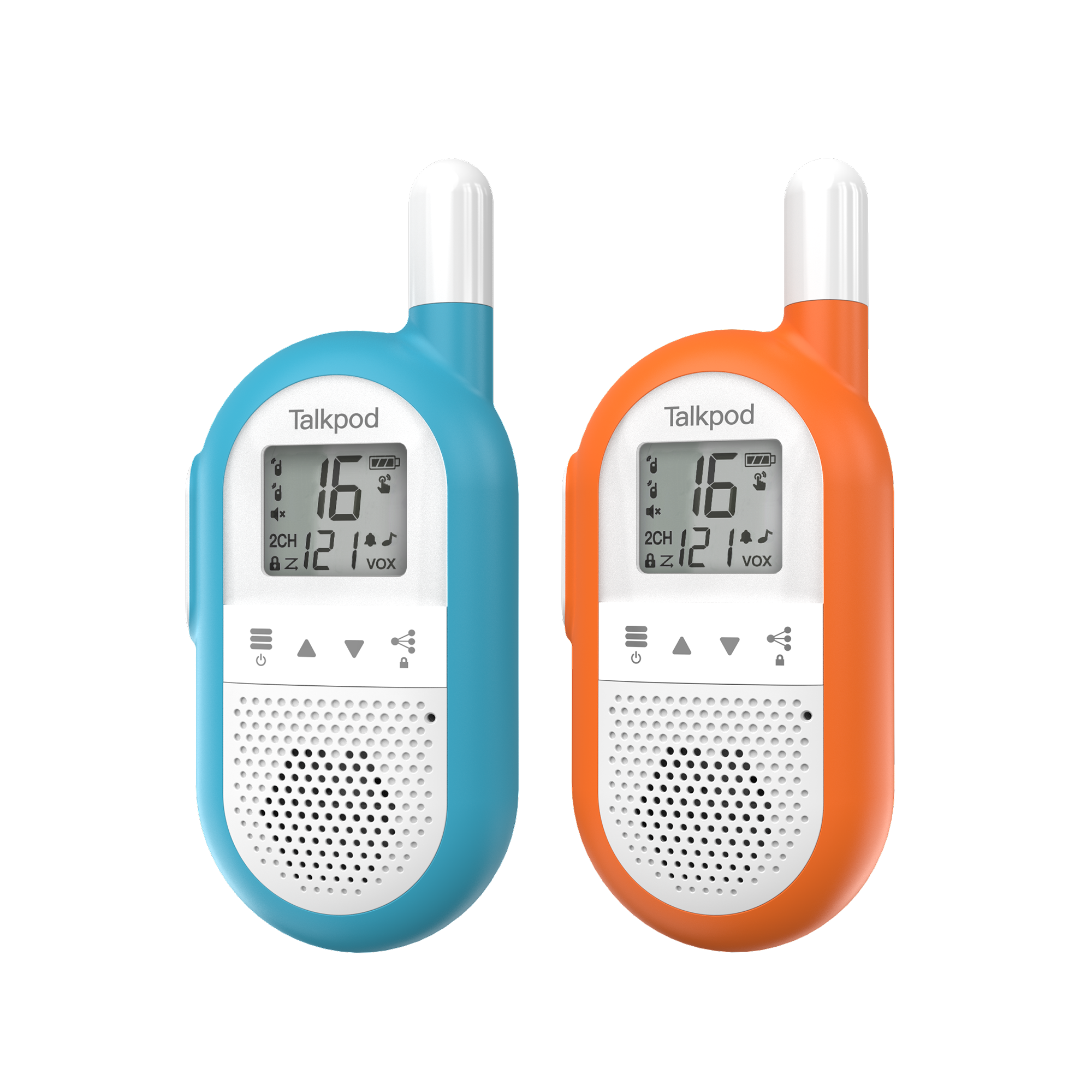 Talkpod F40 PMR446 Walkie-talkies Dual Pack (Bright Blue/Green/Orange and White)