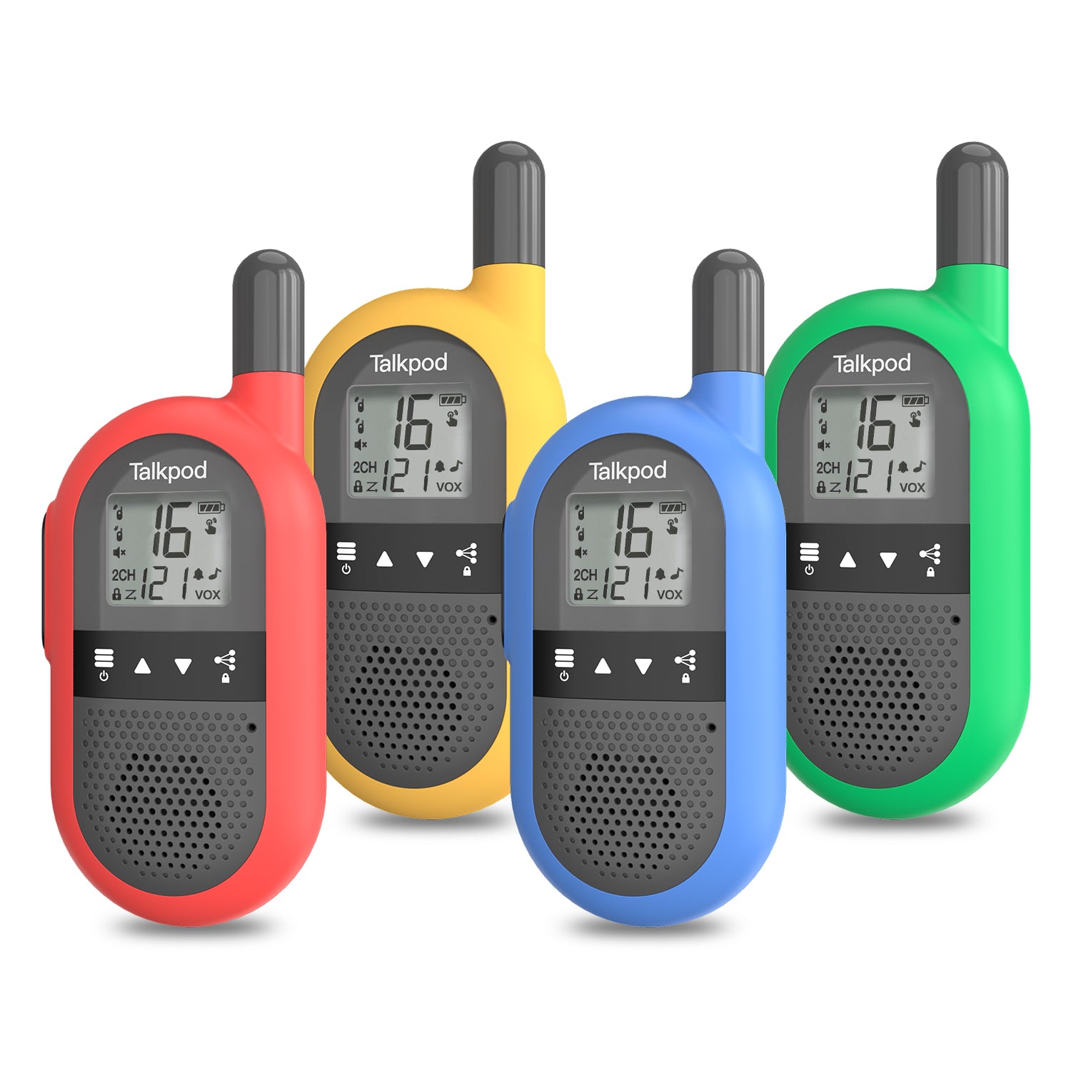 Talkpod F40 PMR446 Walkie-talkies (Quad Pack) Red/Yellow/Green/Blue and Black