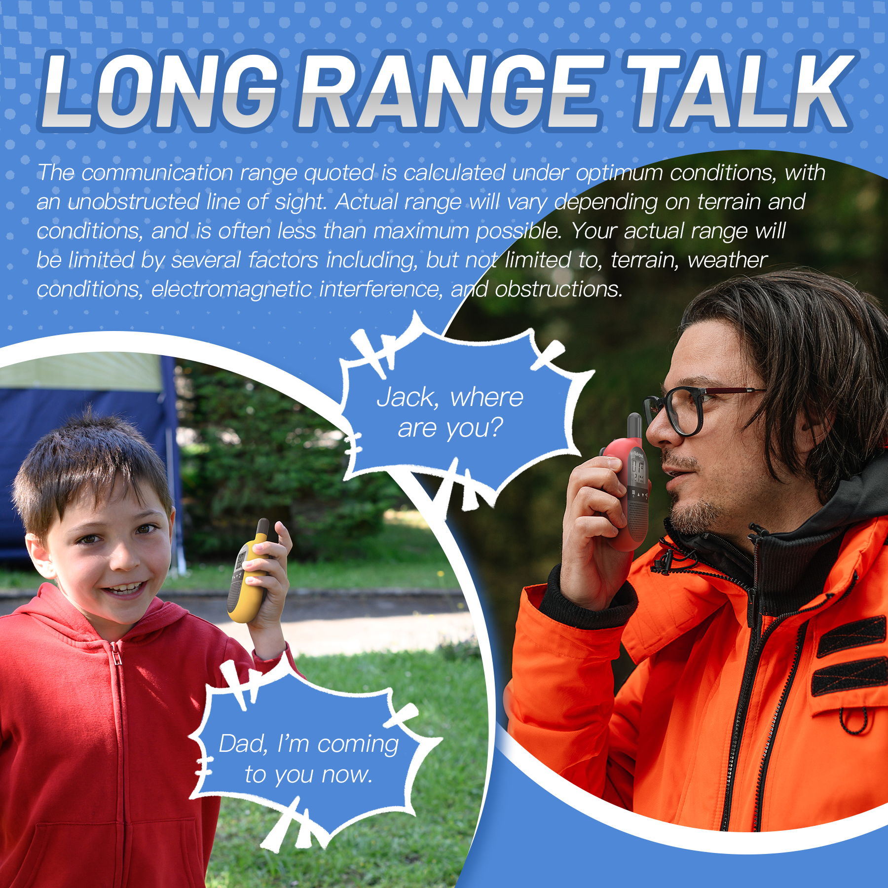 Talkpod F40 PMR446 Walkie-talkies (Triple Pack) Red/Blue/Yellow and Black