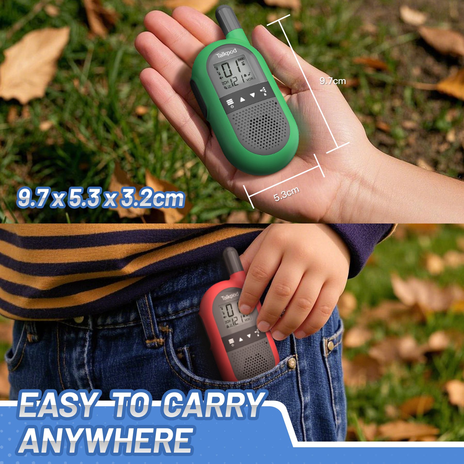 Talkpod F40 PMR446 Walkie-talkies (Quad Pack) Red/Yellow/Green/Blue and Black