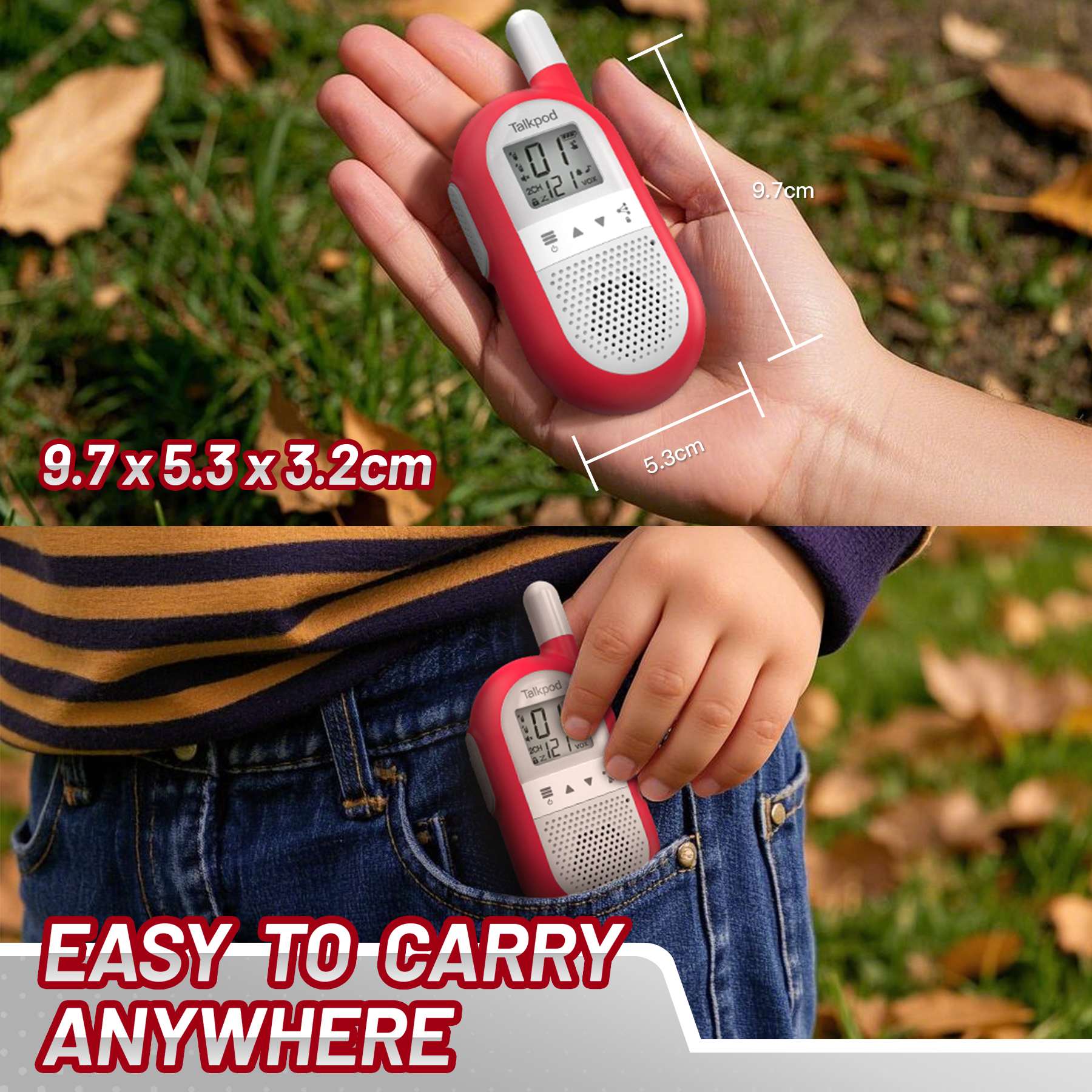 Talkpod F40 PMR446 Emergency Outdoor Walkie Talkies with Emergency Kit (Dual Pack) Red and White
