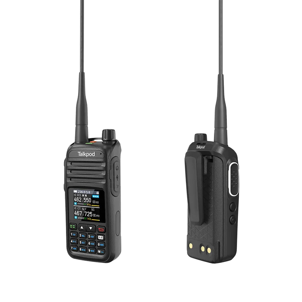 Talkpod® A36Plus (Black) GMRS Amateur Ham Two-Way Radio 512 Channel, 5W, 7-Band Receive with AM AIR VHF UHF