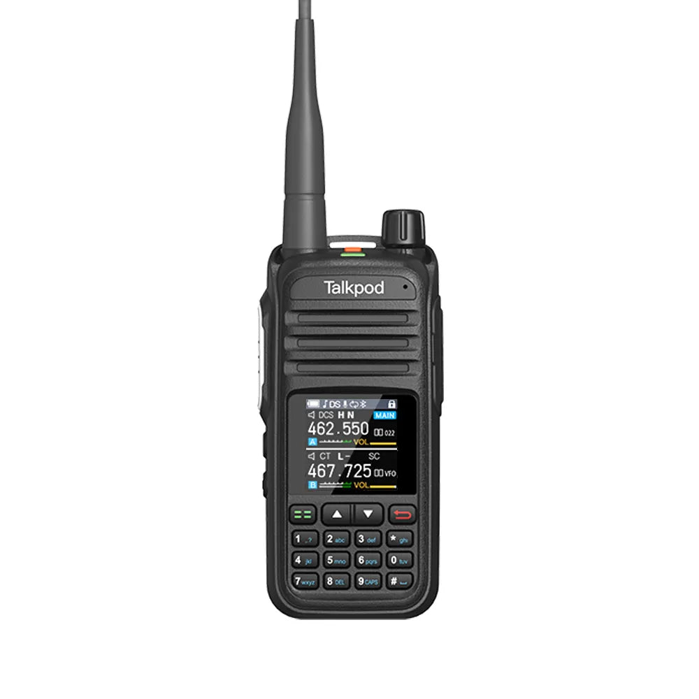 Talkpod® A36Plus GMRS Amateur Ham Two-Way Radio 512 Channel, 5W, 7-Band  Receive with AM AIR VHF UHF - Black