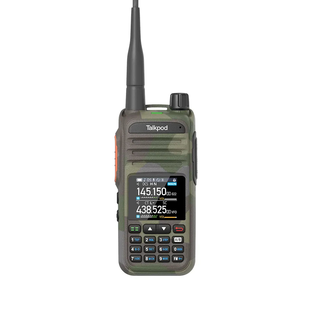 Talkpod® A36Plus (Crystal) Amateur Ham Two-Way Radio 512 Channel, 5W, 7-Band Receive with AM AIR VHF UHF