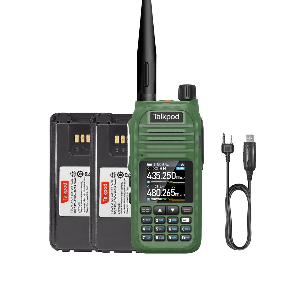 Talkpod® A36SE UHF/VHF Airband FM/AM Broadcast Portable Receiver with an Extra TBL20 1500mAh Li-ion Battery